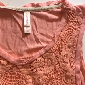 Xhiliration crochet lace detail coral tank top